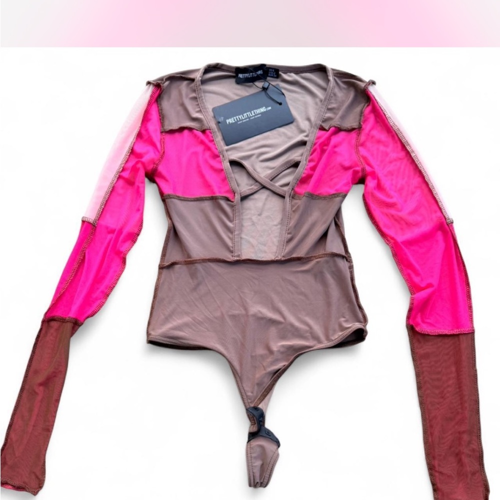 PrettyLittleThing Vibrant Pink and Brown Bodysuit